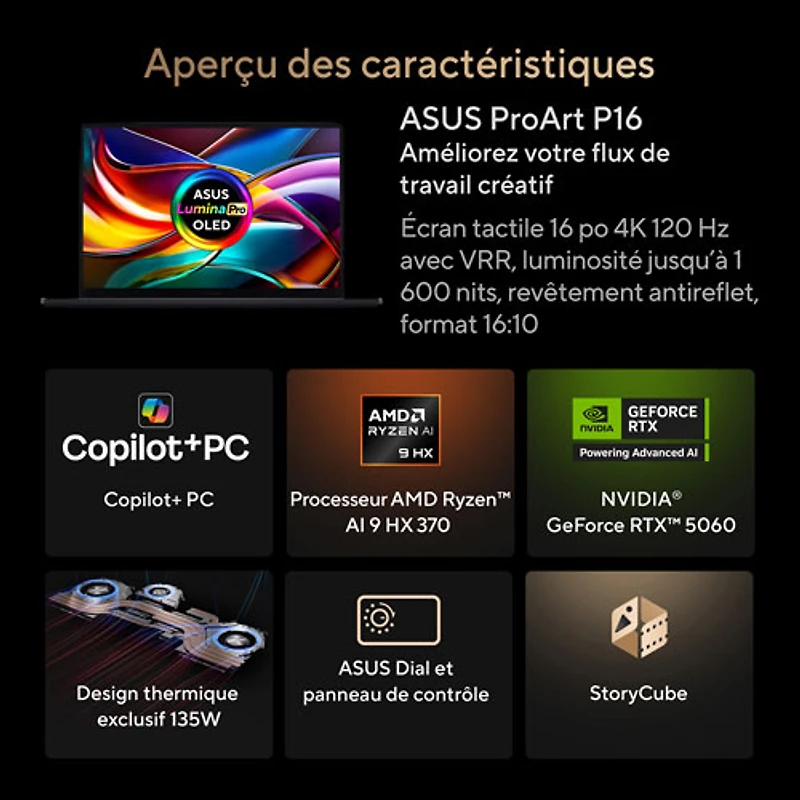 ASUS ProArt P16 16" Touchscreen Laptop -Nano Black (AMD Ryzen AI 9 HX 370 /32GB RAM/1TB SSD/GeForce RTX 5060/Win11)