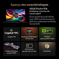 ASUS ProArt P16 16" Touchscreen Laptop -Nano Black (AMD Ryzen AI 9 HX 370 /32GB RAM/1TB SSD/GeForce RTX 5060/Win11)