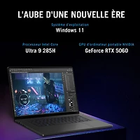 Portable de jeu de 16 po Zephyrus G16 d'ASUS - Gris éclipse (Core Ultra 9 285H d'Intel/RAM 32 Go/SSD 512 Go/GeForce RTX 5060/Windows 11)