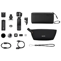 Caméra portative 4K à stabilisation sur 3 axes Osmo Pocket 4 de DJI avec transmetteur DJI Mic 3 et objectif Osmo 3