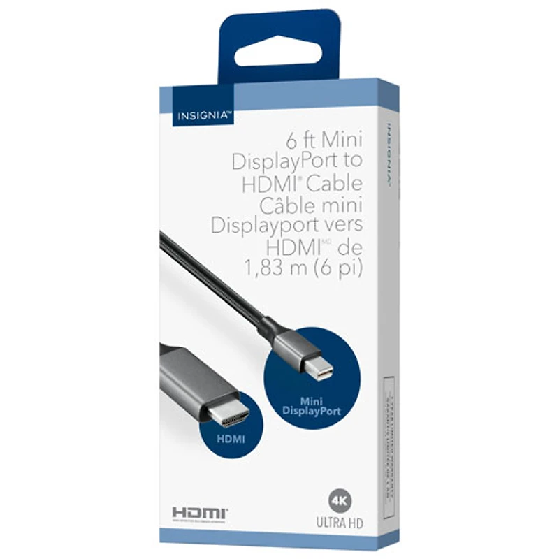 Insignia 1.83m (6 ft.) Mini DisplayPort to 4K Ultra HD HDMI Cable - Only at Best Buy