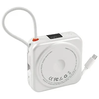 Chargeur portable magnétique sans fil USB-C 20 W 10 000 mAh MagVolt Mini de Helix avec câble USB-C intégré et support - Blanc
