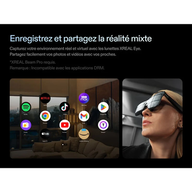 Xreal One Pro Glasses with AI, Photo, Video, Audio - Medium - Black