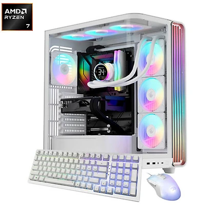 iBUYPOWER Trace X Gaming PC - White (AMD Ryzen 7 9800X3D/32GB RAM/2TB SSD/Radeon RX 9070XT/Windows 11) - En
