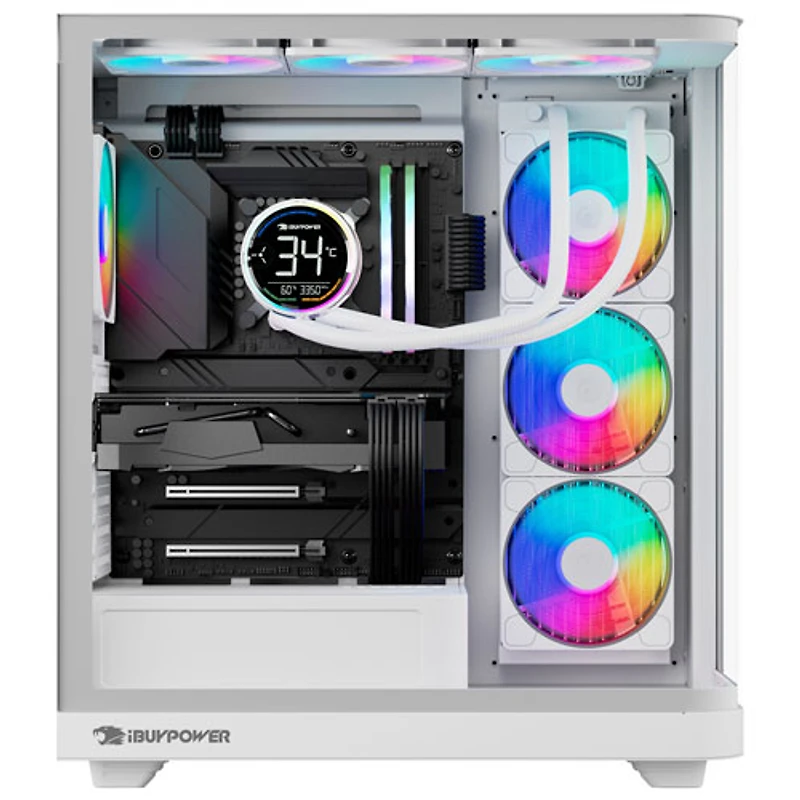 iBUYPOWER Trace X Gaming PC - White (AMD Ryzen 7 9800X3D/32GB RAM/2TB SSD/Radeon RX 9070XT/Windows 11) - En
