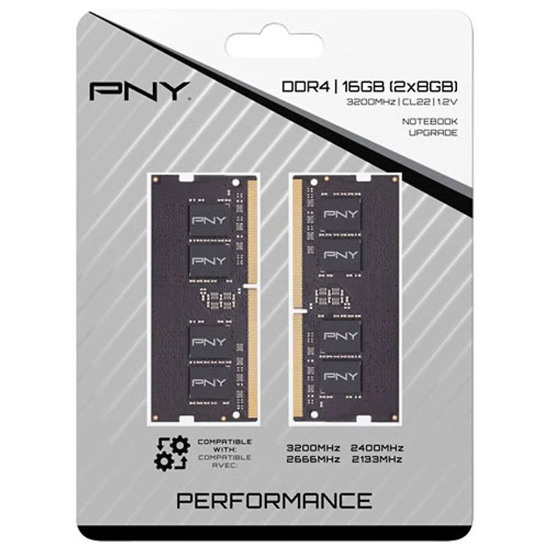 Mémoire de portable DDR4 16 Go (2 x 8 Go) 3200 MHz Performance de PNY (MN16GK2D43200-TB)