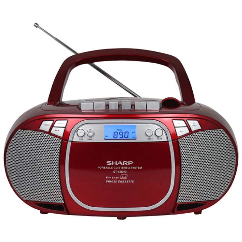 Sharp QT-CD290 CD/Cassette Boombox - Red