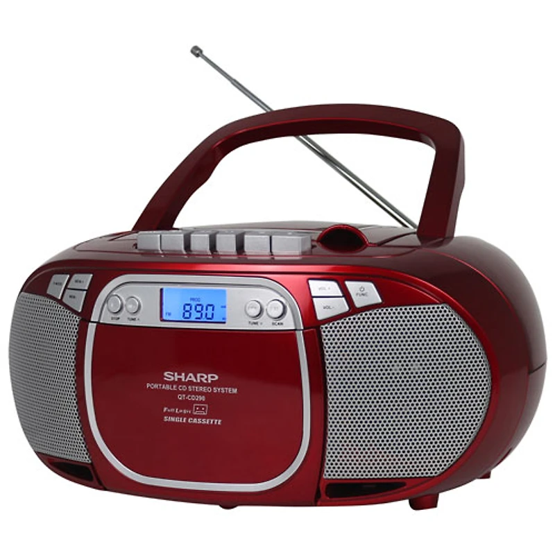 Sharp QT-CD290 CD/Cassette Boombox - Red