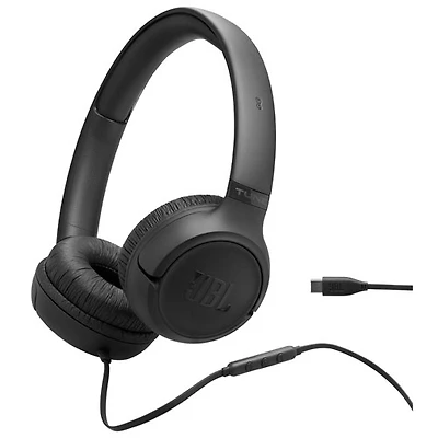 JBL Tune 530C USB-C On-Ear Wired Headphones - Black