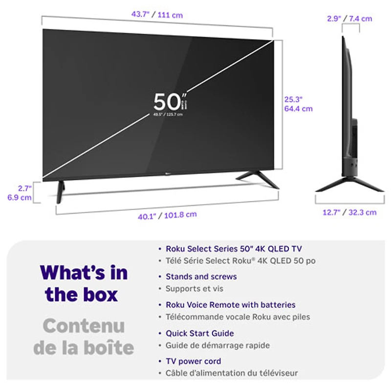 Roku 50" Select Series 4K UHD HDR QLED Smart TV (50R5D5CA) - 2026