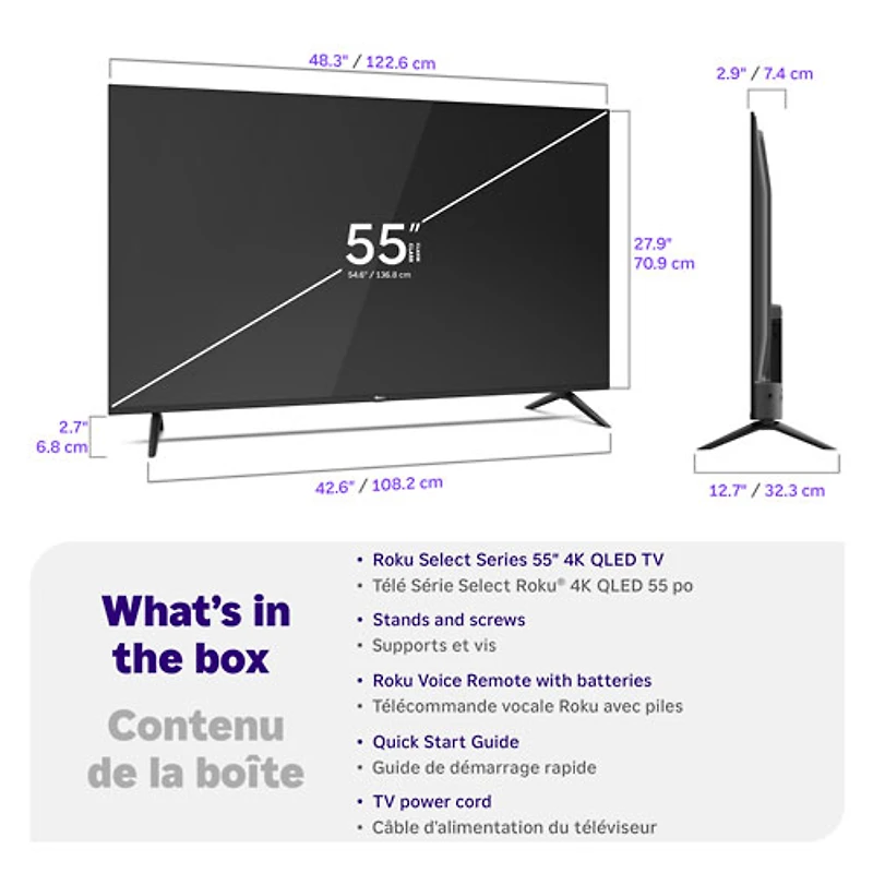 Roku 55" Select Series 4K UHD HDR QLED Smart TV (55R5D5CA) - 2026