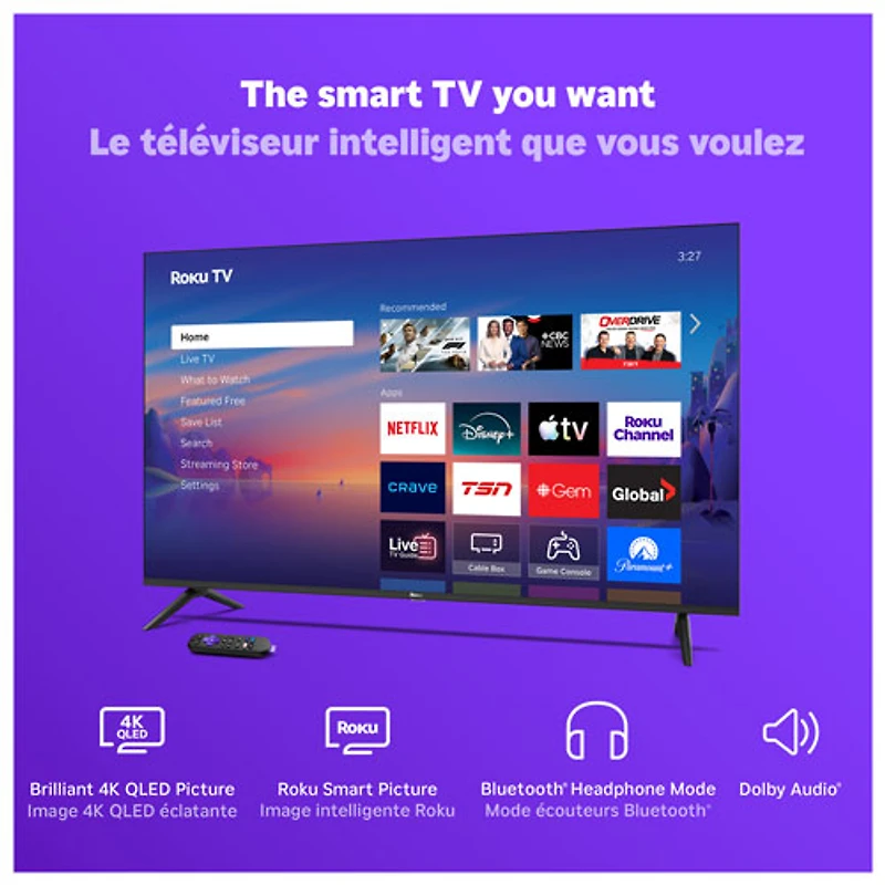 Roku 55" Select Series 4K UHD HDR QLED Smart TV (55R5D5CA) - 2026