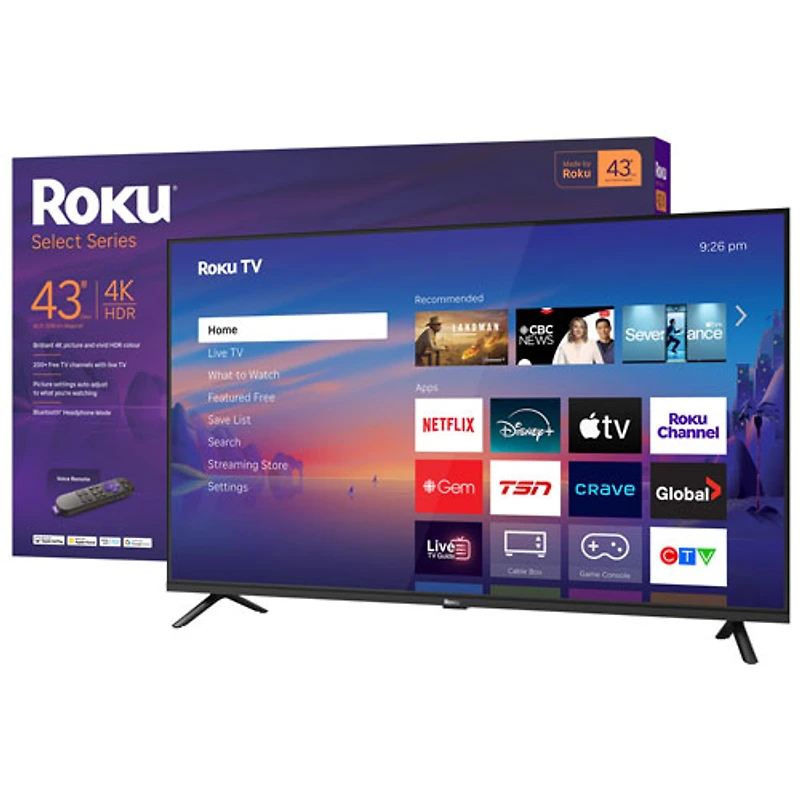 Téléviseur intelligent Roku DEL HDR UHD 4K de 43 po série R4 Select de Roku (43R4E5CA) - 2026