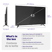 Téléviseur intelligent Roku DEL HDR UHD 4K de 43 po série R4 Select de Roku (43R4E5CA) - 2026