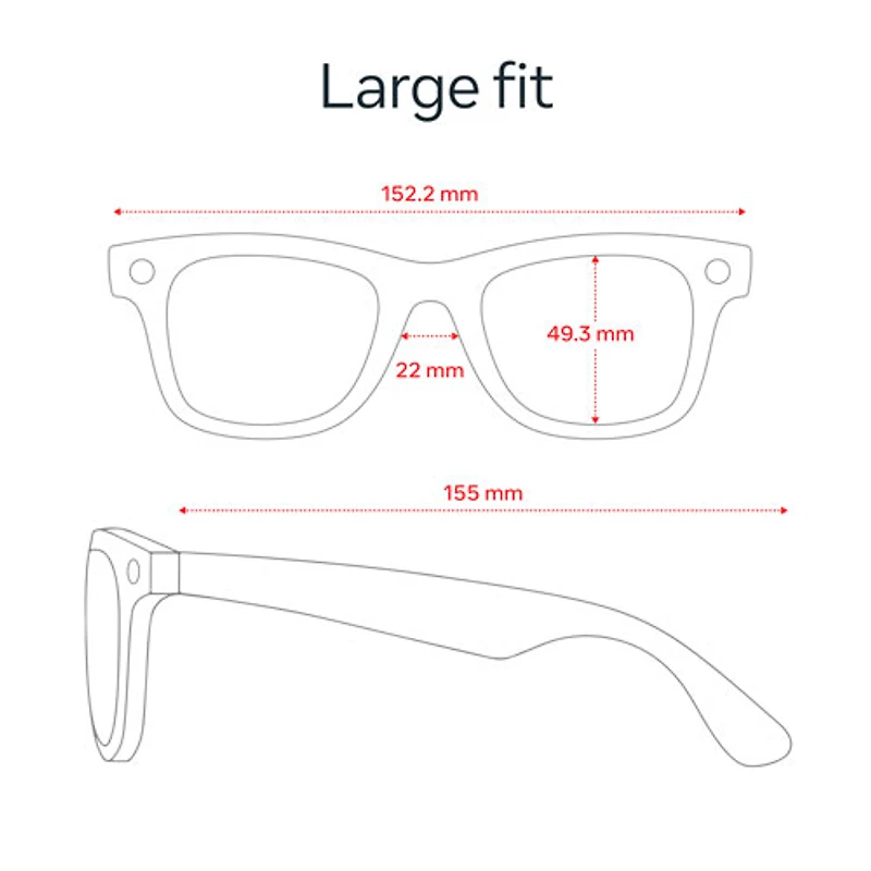 Lunettes Wayfarer (2e génération) de Ray-Ban | Meta avec IA, photo, vidéo, audio et messagerie - Noir mat/Transparent - Grand