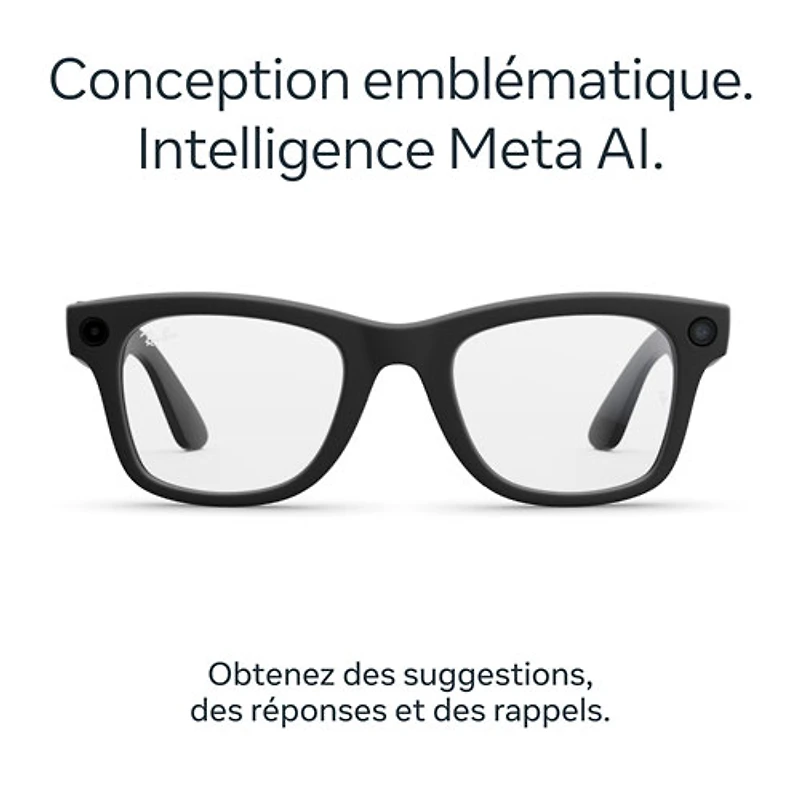 Lunettes Wayfarer (2e génération) de Ray-Ban | Meta avec IA, photo, vidéo, audio et messagerie - Noir mat/Transparent - Grand