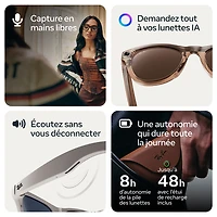 Lunettes Wayfarer (2e génération) de Ray-Ban | Meta avec IA, photo, vidéo, audio et messagerie - Noir mat/Transparent - Grand