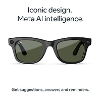 Ray-Ban | Meta Wayfarer (Gen 2) Glasses with AI, Photo, Video, Audio & Messaging - Shiny Black/Green - Large