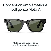 Ray-Ban | Meta Wayfarer (Gen 2) Glasses with AI, Photo, Video, Audio & Messaging - Shiny Black/Green - Large
