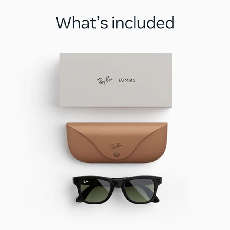 Ray-Ban | Meta Wayfarer (Gen 2) Glasses with AI, Photo, Video, Audio & Messaging - Shiny Black/Green - Large