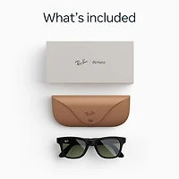 Ray-Ban | Meta Wayfarer (Gen 2) Glasses with AI, Photo, Video, Audio & Messaging - Shiny Black/Green - Large