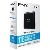 Disque SSD externe USB 3.2 de 2 To Pro Elite V2 de PNY (PSD0CS2160-1TB-RB) - Noir