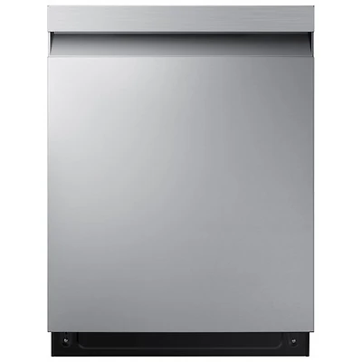Boîte ouverte - Lave-vaisselle de 24 po 46 dB de Samsung avec commandes sur le dessus, porte à ouverture automatique et troisième panier (DW80CG5450SRAA) - Acier inoxydable