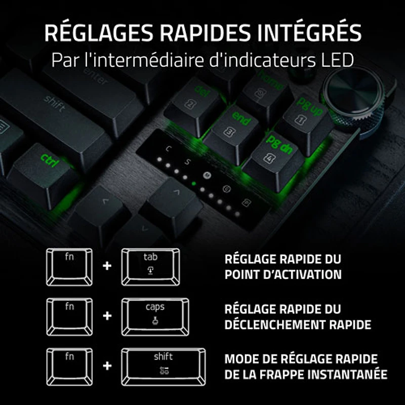 Clavier de jeu de sports électroniques sans pavé numérique à touches mécaniques optiques analogiques de 8 kHz Huntsman V3 Pro de Razer