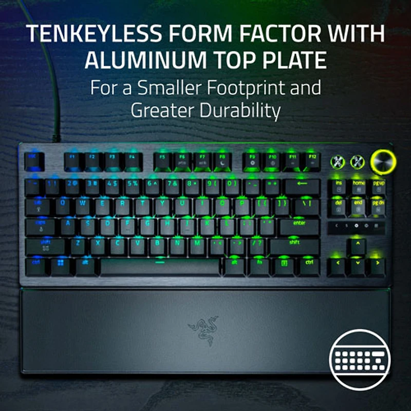 Clavier de jeu de sports électroniques sans pavé numérique à touches mécaniques optiques analogiques de 8 kHz Huntsman V3 Pro de Razer