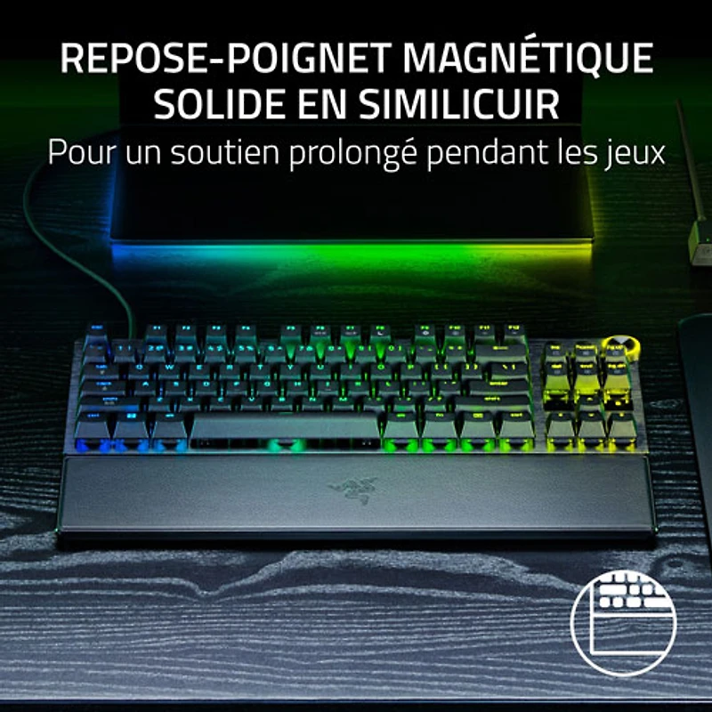 Clavier de jeu de sports électroniques sans pavé numérique à touches mécaniques optiques analogiques de 8 kHz Huntsman V3 Pro de Razer