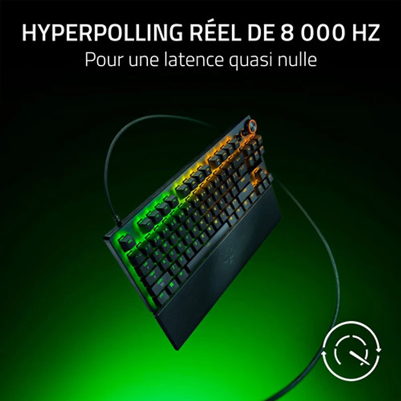 Clavier de jeu de sports électroniques sans pavé numérique à touches mécaniques optiques analogiques de 8 kHz Huntsman V3 Pro de Razer