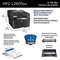 Imprimante laser tout-en-un monochrome sans fil MFC-L2900DW de Brother