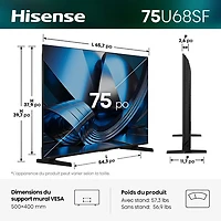 Téléviseur intelligent Fire TV QLED mini-DEL HDR UHD 4K de 75 po QD8SF de Hisense (75U68SF) - 2026