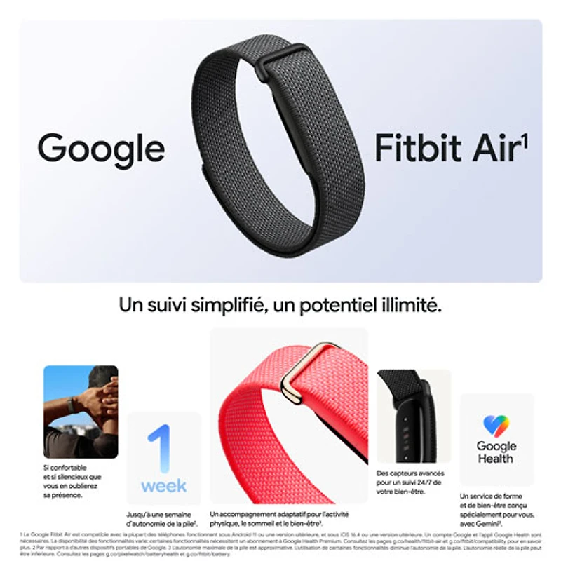 Google Fitbit Air Screenless Fitness Tracker with Heart Rate Monitor - Berry - Only at Best Buy