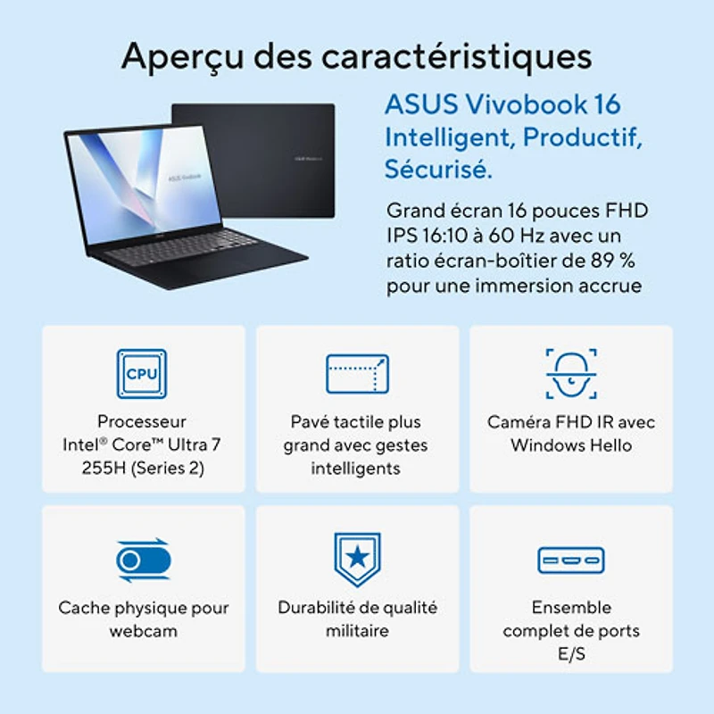 ASUS Vivobook 16 16" Laptop - Quiet Blue (Intel Core Ultra 7 255H/32GB RAM/1TB SSD/Windows 11 Home)