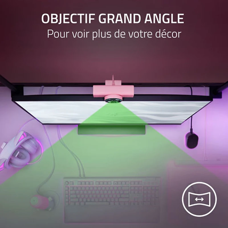 Caméra Web de diffusion en continu HD intégrale 60 images/s 1440p Kiyo V2 X de Razer - Quartz
