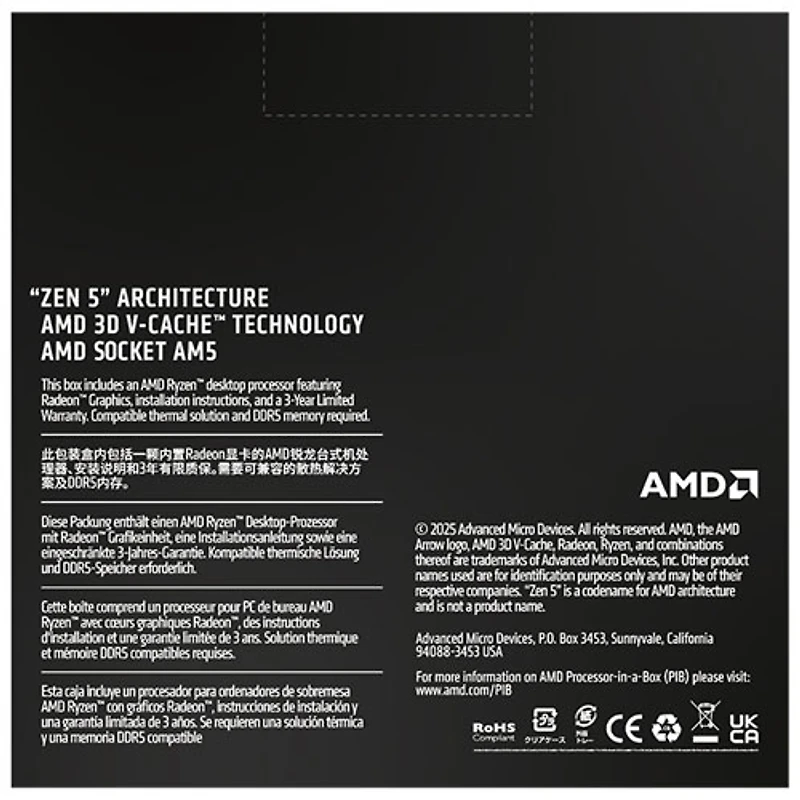 Processeur 16 coeurs AM5 5,6 GHz Ryzen 9 9950X3D Dual Edition d'AMD