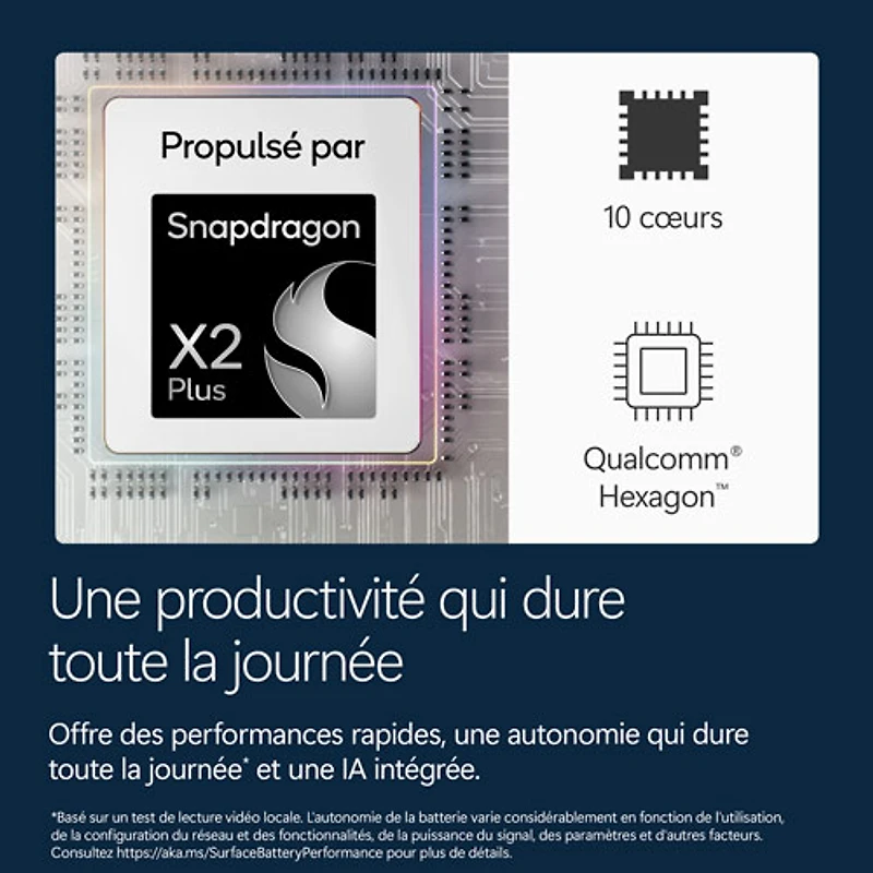 Portable à écran tactile Microsoft Surface de 15 po, PC Copilot+ (Snapdragon X2 Plus/16 Go RAM/512 Go SSD) - 2026 - Platine