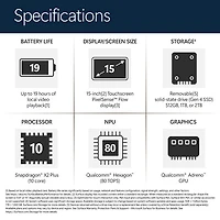 Portable à écran tactile Microsoft Surface de 15 po, PC Copilot+ (Snapdragon X2 Plus/16 Go RAM/512 Go SSD) - 2026 - Platine