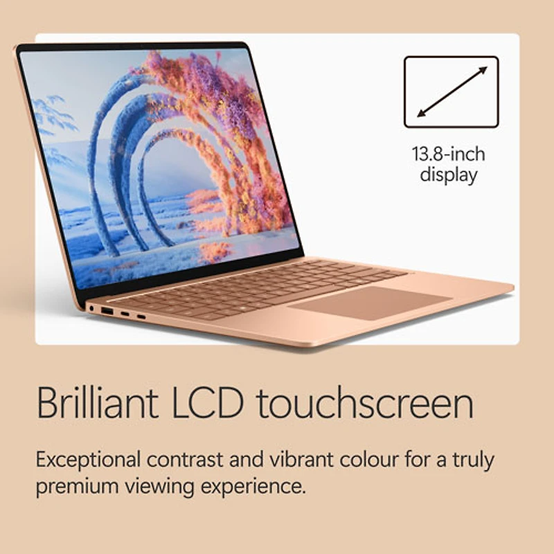 Portable à écran tactile Microsoft Surface de 13,8 po, PC Copilot+ (Snapdragon X2 Elite/16 Go RAM/1 To SSD) - 2026 - Dune - Anglais