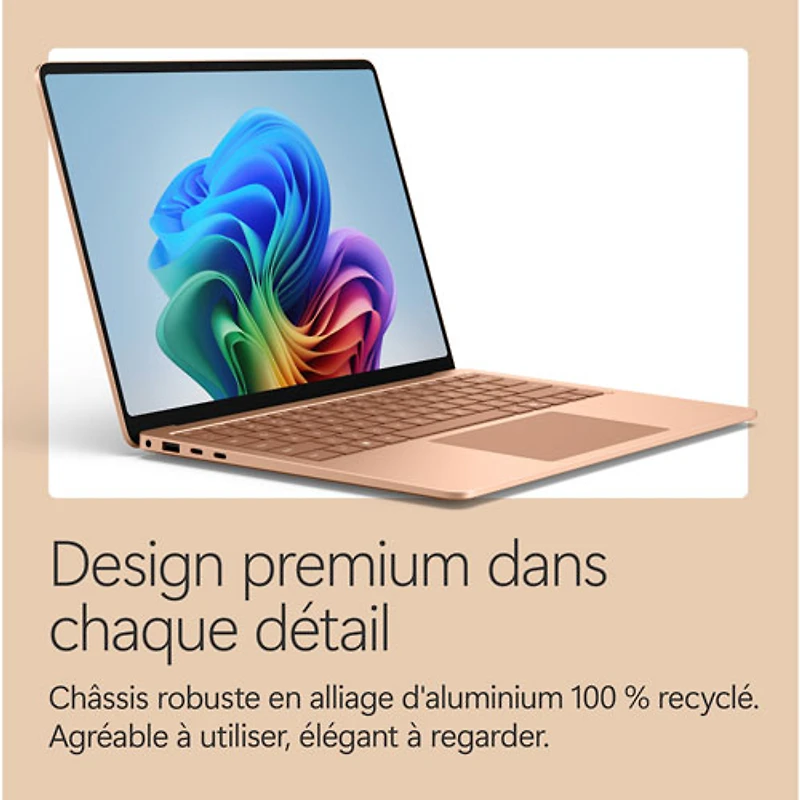 Portable à écran tactile Microsoft Surface de 13,8 po, PC Copilot+ (Snapdragon X2 Elite/16 Go RAM/1 To SSD) - 2026 - Dune - Anglais