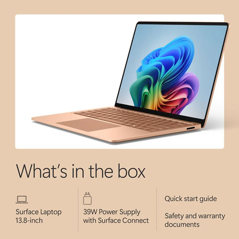 Portable à écran tactile Microsoft Surface de 13,8 po, PC Copilot+ (Snapdragon X2 Elite/16 Go RAM/1 To SSD) - 2026 - Dune - Anglais