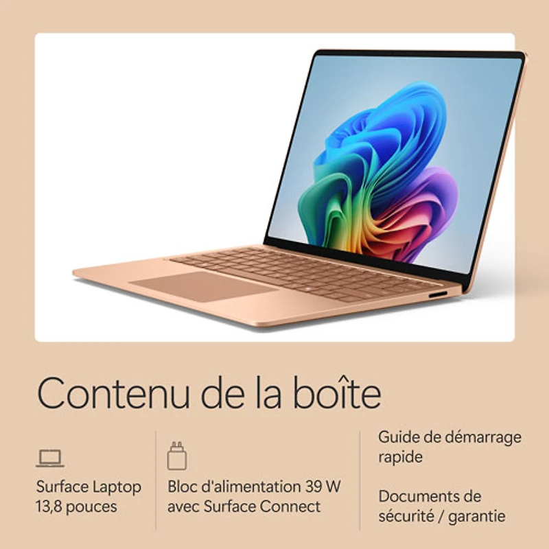 Portable à écran tactile Microsoft Surface de 13,8 po, PC Copilot+ (Snapdragon X2 Elite/16 Go RAM/1 To SSD) - 2026 - Dune - Anglais
