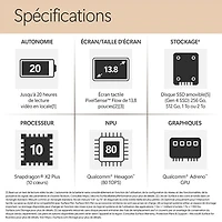 Portable à écran tactile Microsoft Surface de 13,8 po, PC Copilot+ (Snapdragon X2 Elite/16 Go RAM/1 To SSD) - 2026 - Dune - Anglais