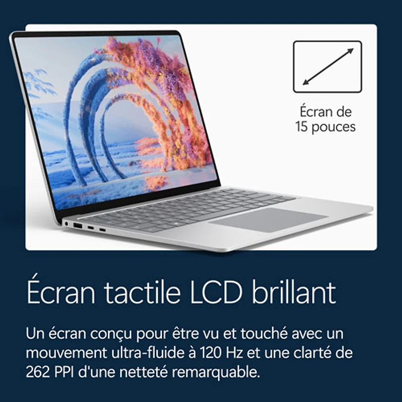 Microsoft Surface Laptop 15" 120Hz Touchscreen Copilot+ PC - Snapdragon X2 Elite - 16GB LPDDR5x - 512GB SSD - Windows 11 Home - Platinum - English