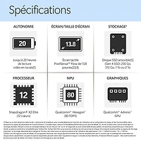 Portable Surface Laptop Copilot+ PC à écran tactile de 13,8 po de Microsoft (Snapdragon X2 Plus/mémoire vive de 16 Go/disque SSD de 512 Go) - 2026 - Noir