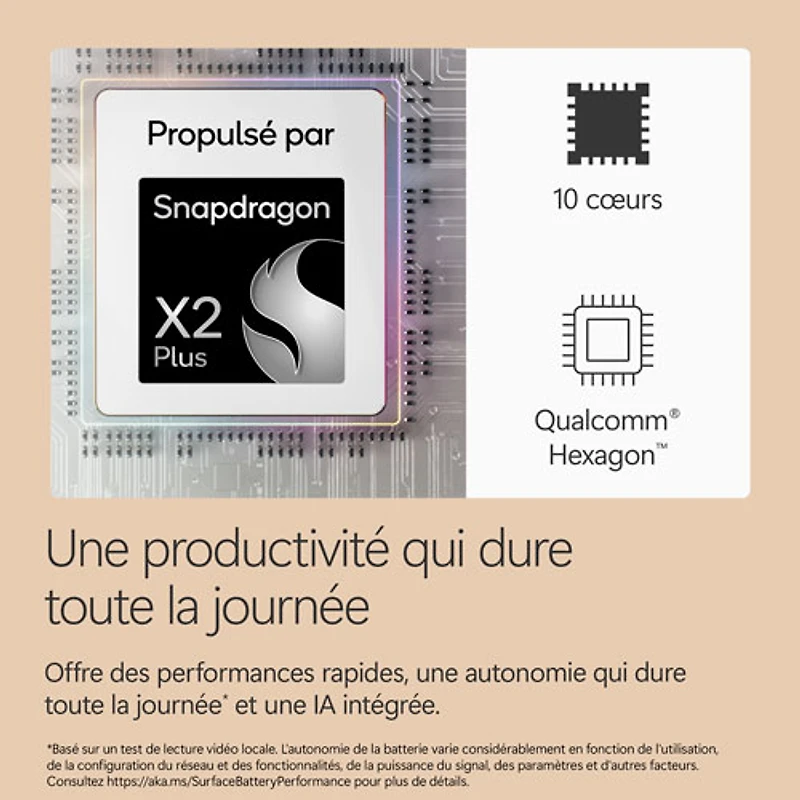 Portable Surface Laptop Copilot+ PC à écran tactile de 13,8 po de Microsoft (Snapdragon X2 Plus/mémoire vive de 16 Go/disque SSD de 512 Go) - 2026 - Dune - Ang