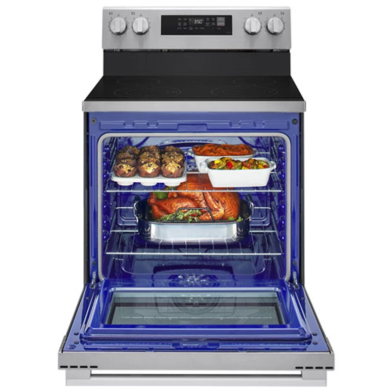 Cuisinière électrique autonome avec convection véritable et friture à l'air 6,3 pi³ 30 po de LG (LREN6321VE) - Acier inoxydable