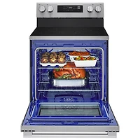 Cuisinière électrique autonome avec convection véritable et friture à l'air 6,3 pi³ 30 po de LG (LREN6321VE) - Acier inoxydable