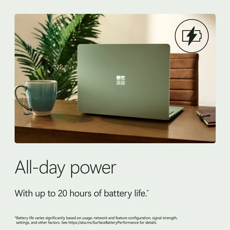 Portable à écran tactile Microsoft Surface de 13,8 po, PC Copilot+ (Snapdragon X2 Elite/16 Go RAM/512 Go SSD) - 2026 - Jade - Anglais